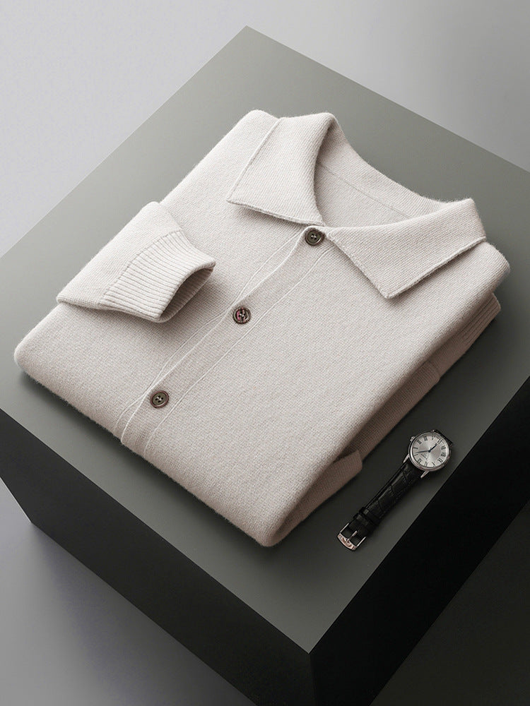 Mens Wool Lapel Cardigan