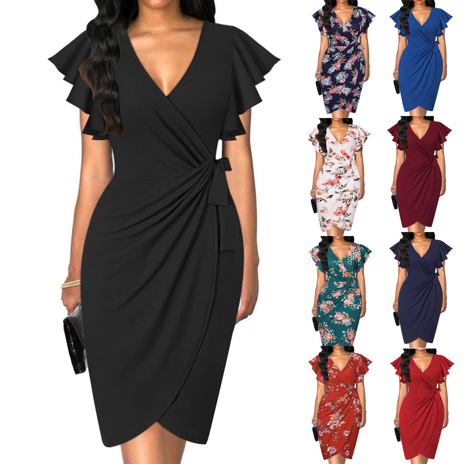Elegant Twist Waist Pleated Dress