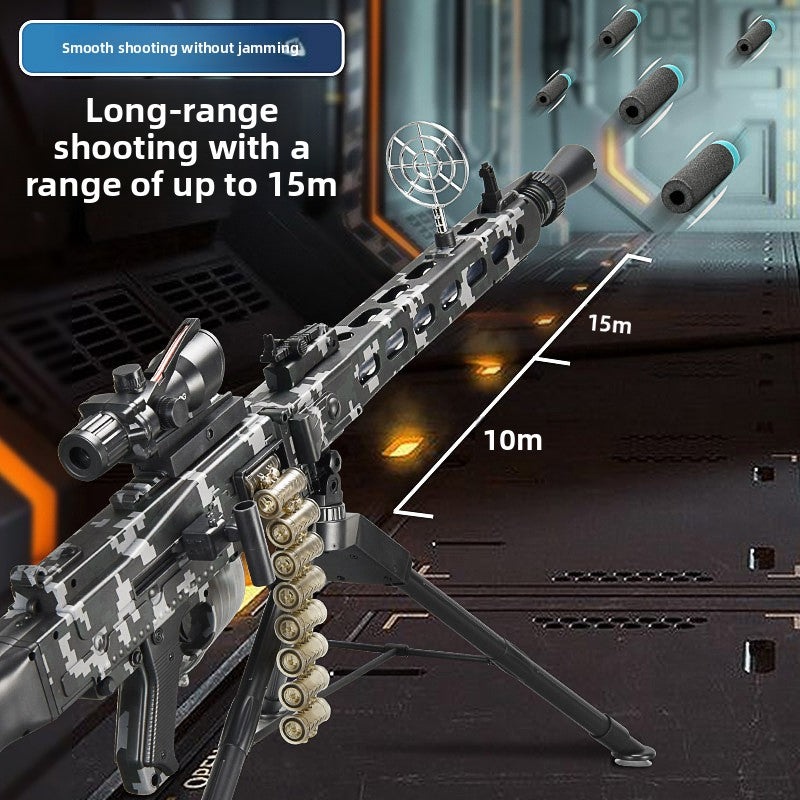 Realistic MG3 Soft Bullet Machine Gun – Chain-Fed, Shell-Ejecting Electric Burst Toy with Tripod