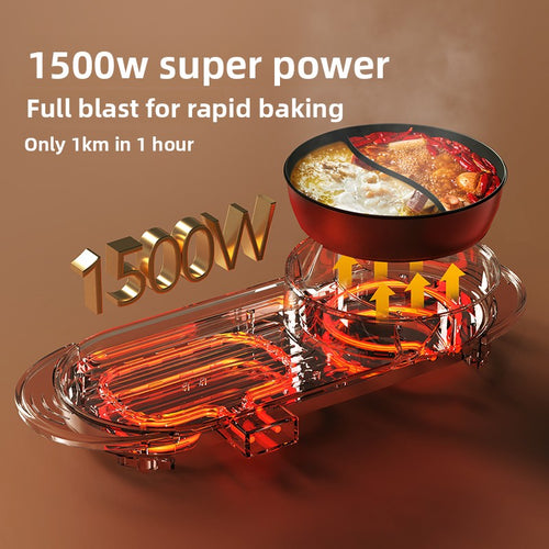 2-in-1 Electric Hot Pot And Grill Combo | 1350W Smokeless Indoor BBQ Shabu Shabu Pot | Dual Control Multi-Functional Cooker For 5-6 People