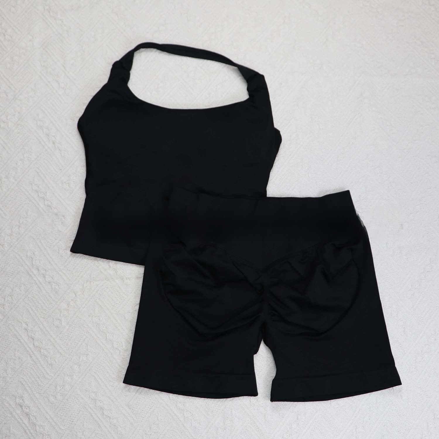 Seamless Yoga Halter Vest and Shorts Set