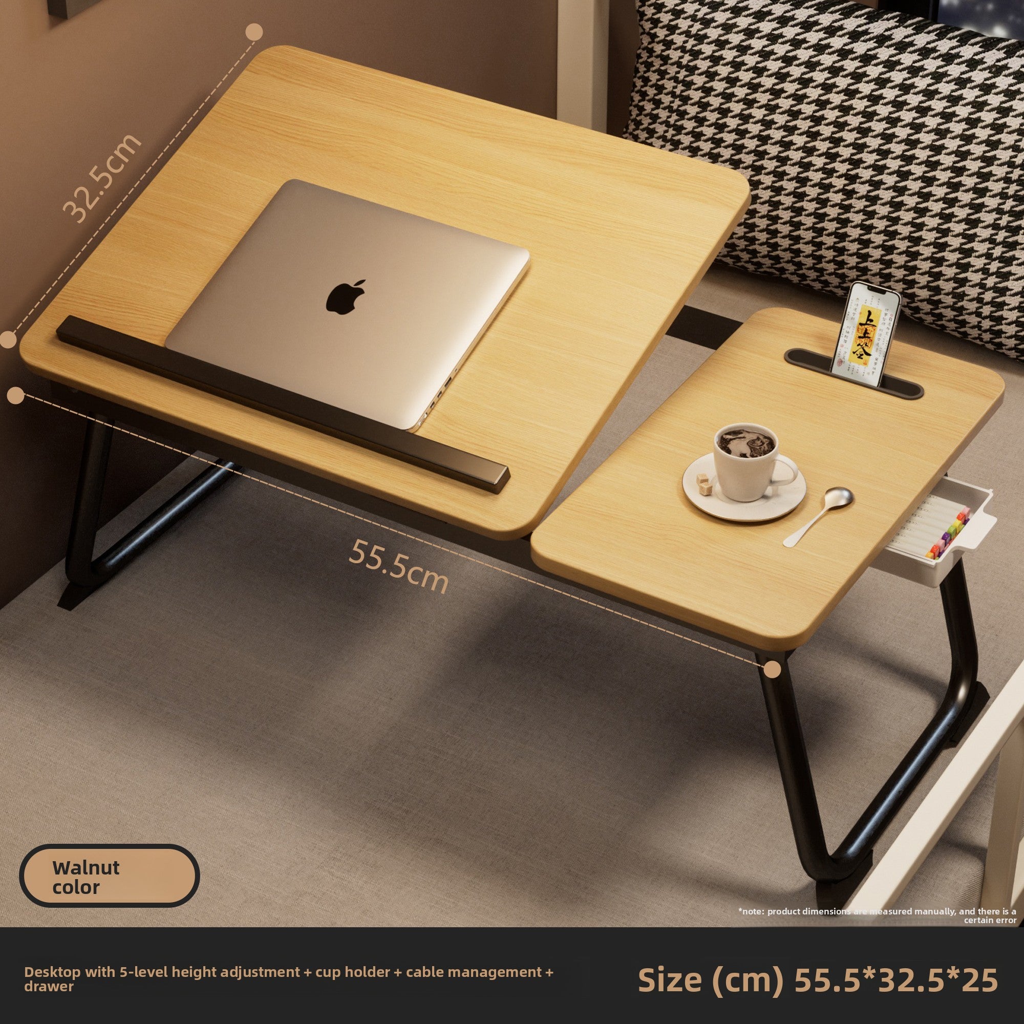 Adjustable Bed Table with Foldable Design