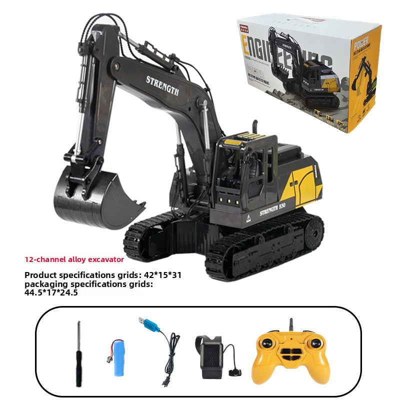 Large Alloy Remote Control Excavator – Gesture Sensor, Water Spray, Light & Music Functions