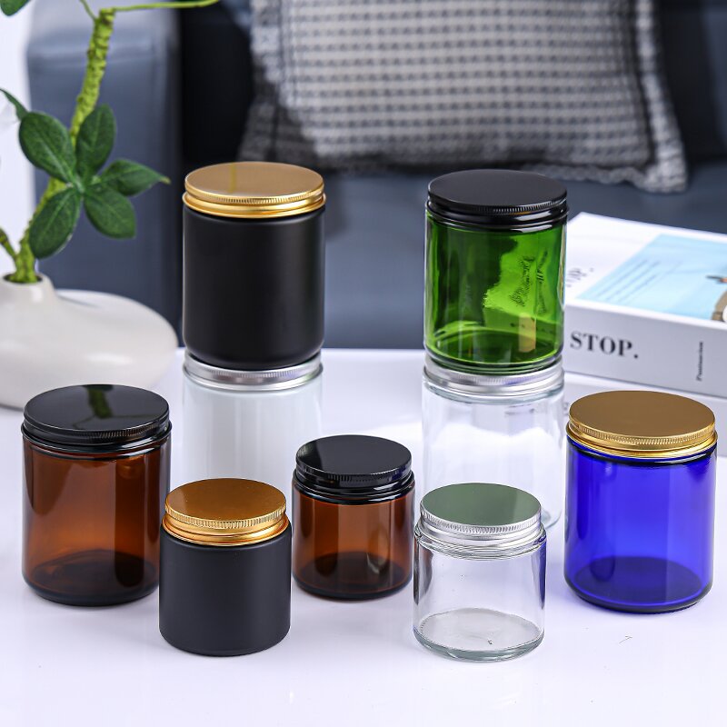 Multi-Color Glass Candle Containers – Elegant Home Decor Jars with Gold/Silver/Black Lids