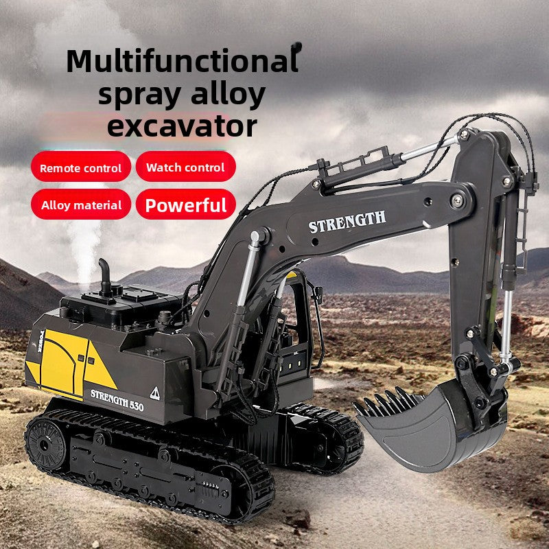 Large Alloy Remote Control Excavator – Gesture Sensor, Water Spray, Light & Music Functions