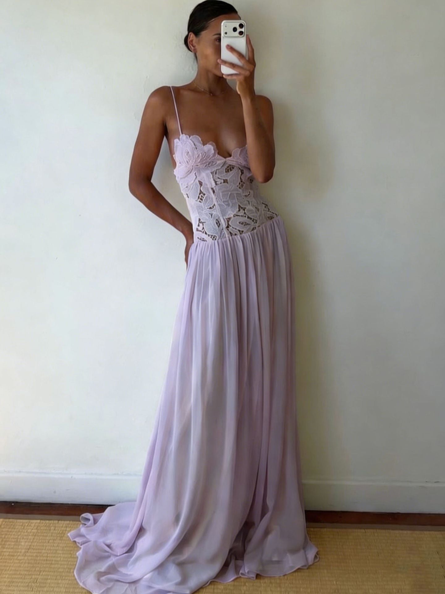 Embroidered Chiffon Maxi Dress