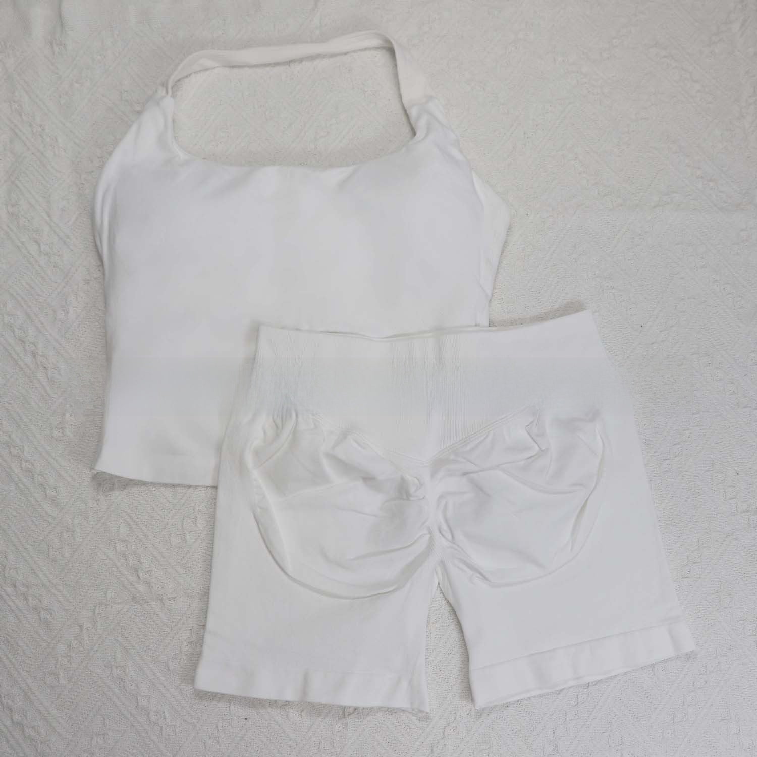 Seamless Yoga Halter Vest and Shorts Set