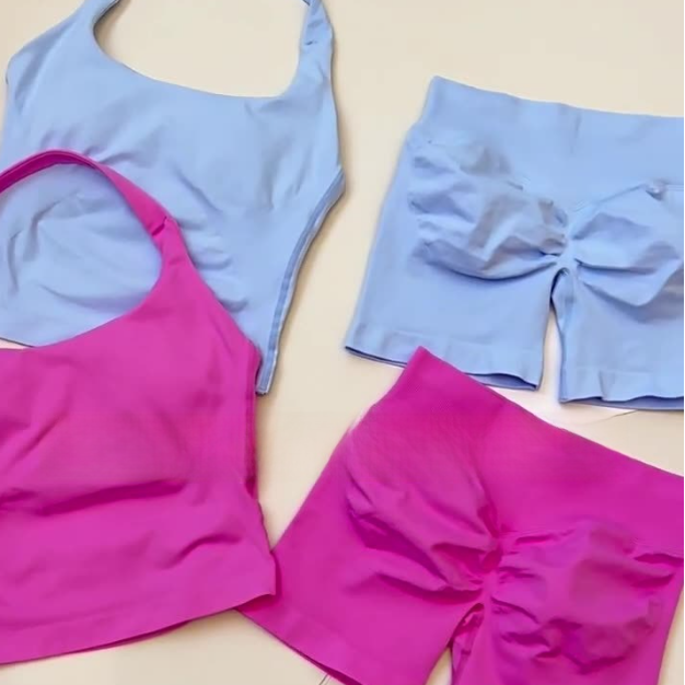Seamless Yoga Halter Vest and Shorts Set