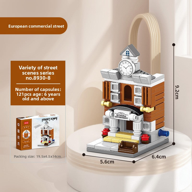 Mini Street View Building Blocks Set-Micro Architecture City Creator Bricks Toy, DIY Educational Village Model Kits for Kinds & Adults (Cafes, Shops & Castles)