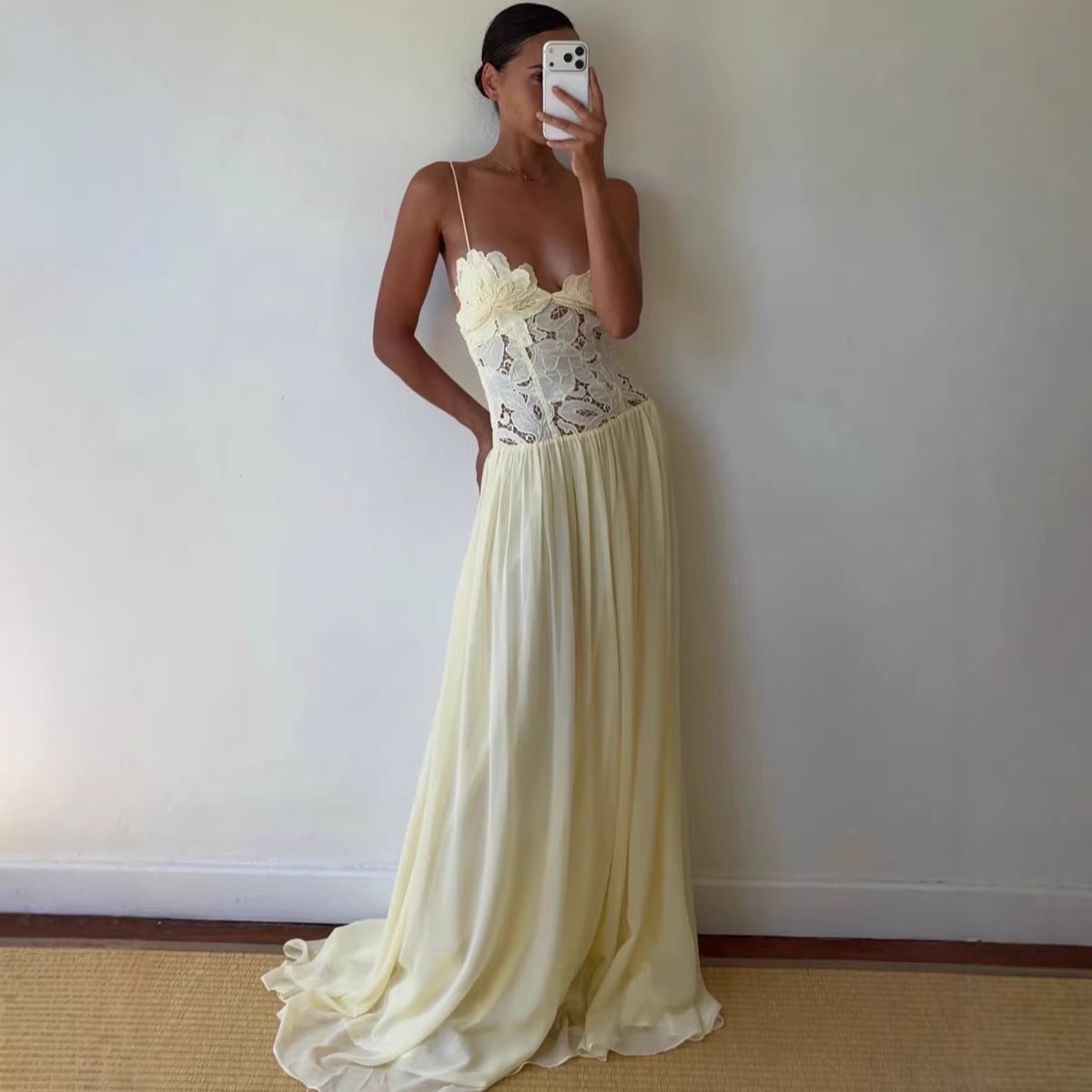 Embroidered Chiffon Maxi Dress