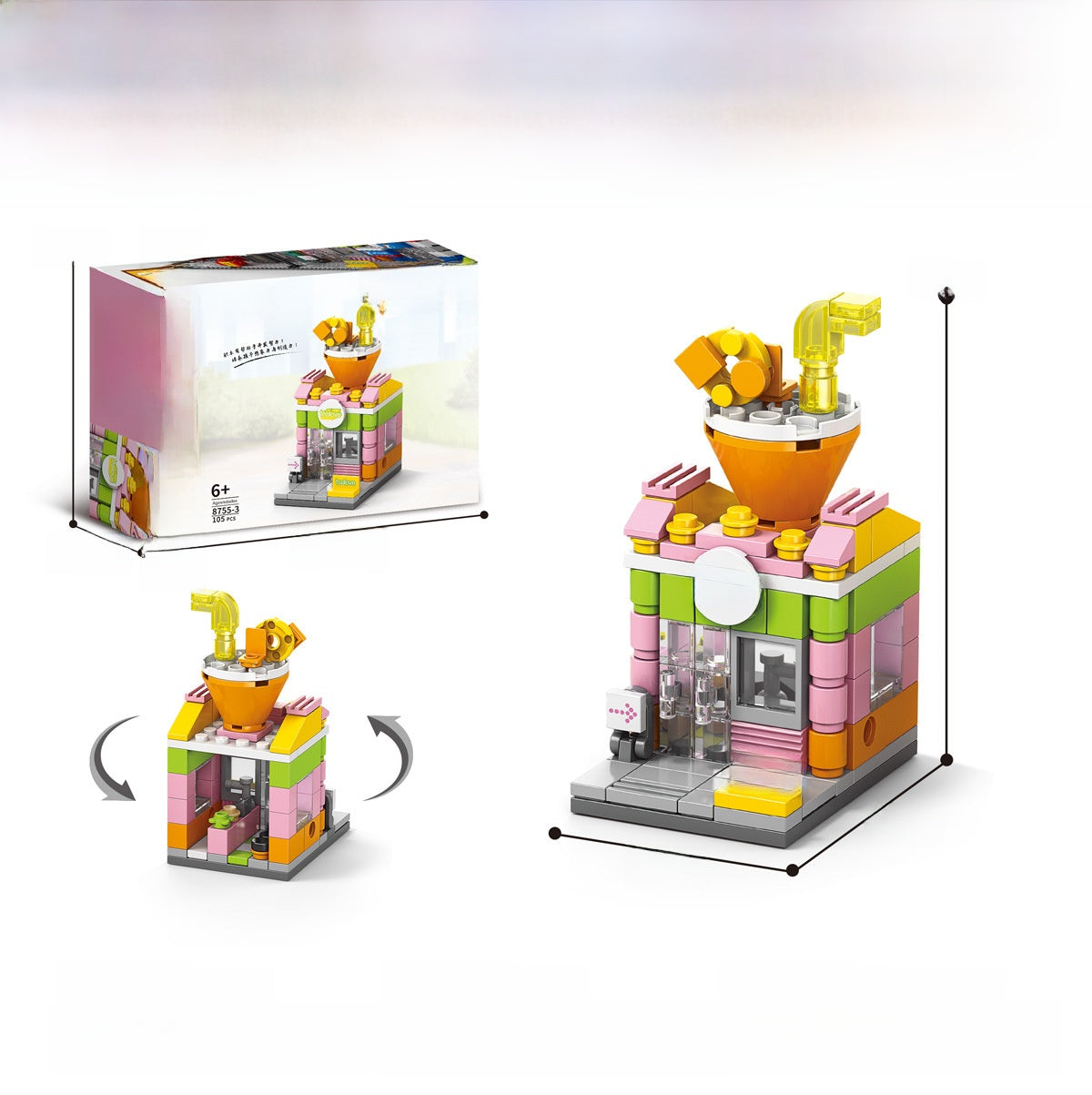 Mini Street View Building Blocks Set-Micro Architecture City Creator Bricks Toy, DIY Educational Village Model Kits for Kinds & Adults (Cafes, Shops & Castles)