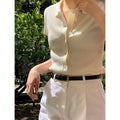 Women's Lapel Single-Breasted Short Sleeve T-shirt