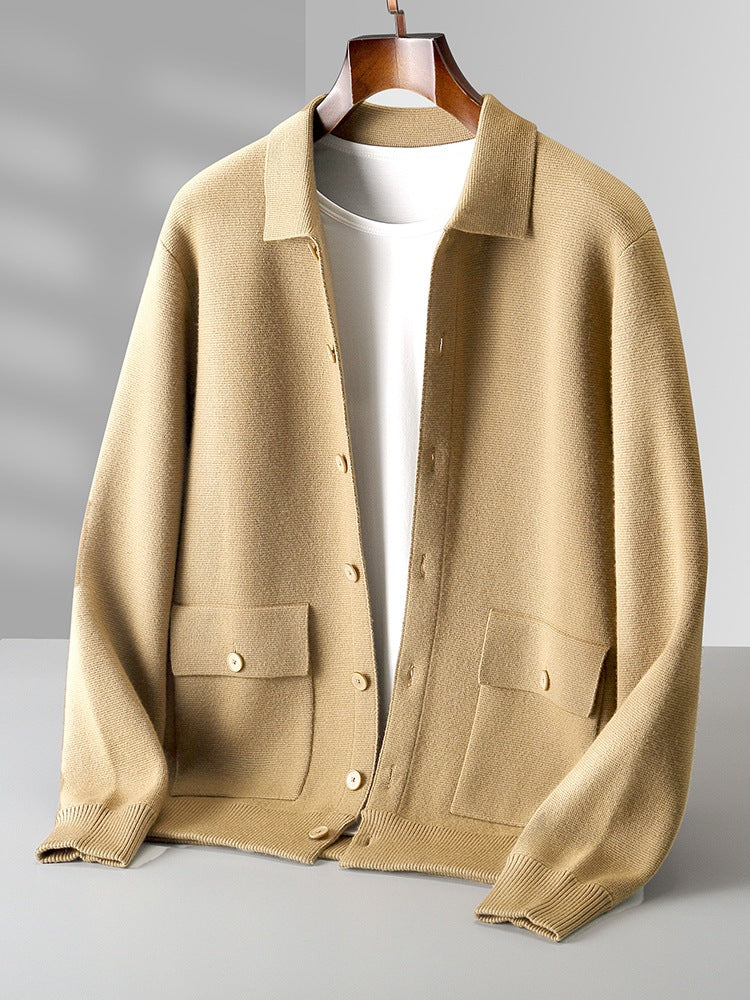 Mens Wool Lapel Cardigan