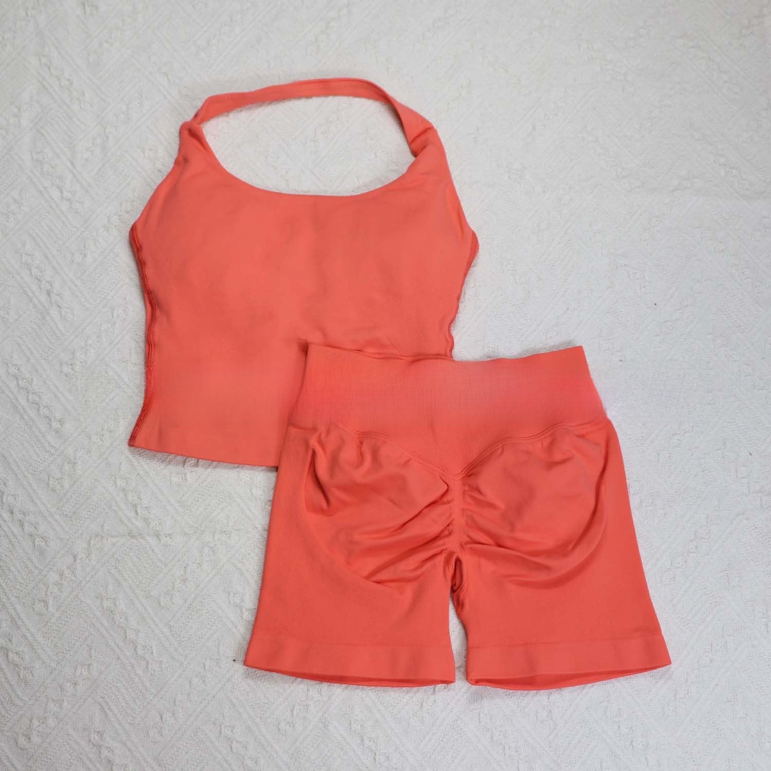 Seamless Yoga Halter Vest and Shorts Set