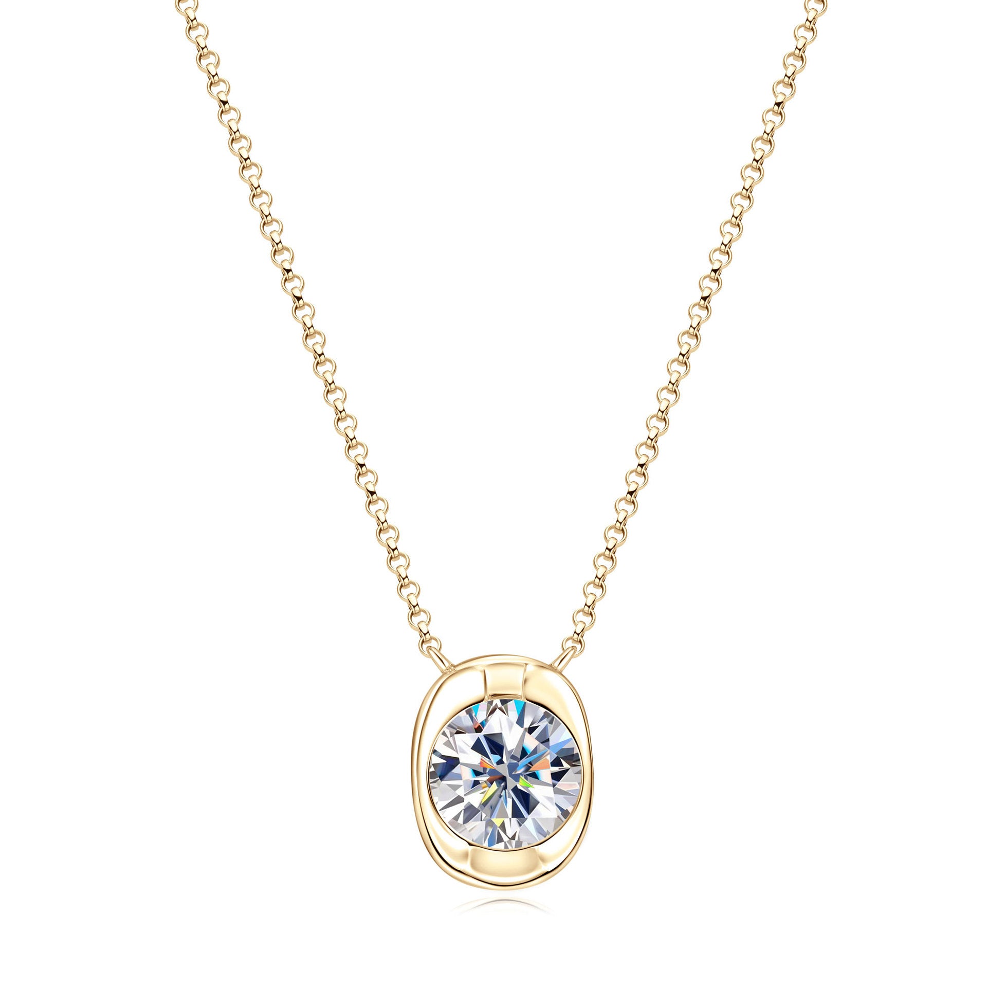 2 CT Moissanite Diamon Pendent Necklace -S925 Sterling Silver Ingot Luxury Jewelry Gift
