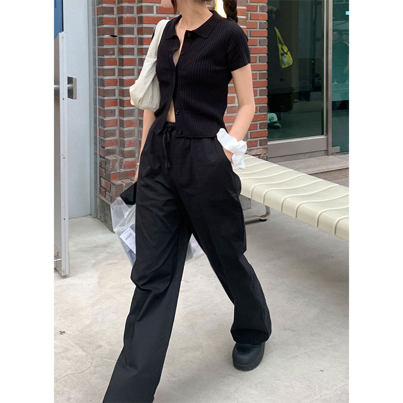 Women's Lapel Single-Breasted Short Sleeve T-shirt