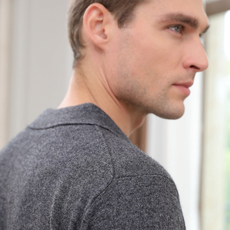 Mens Cashmere Blend Polo Sweater