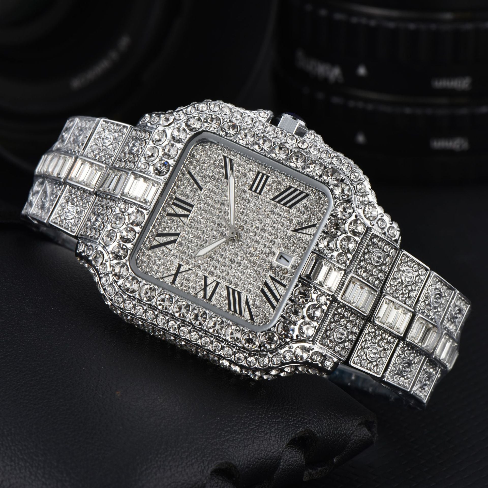 Men's Square Diamond Quartz Watch