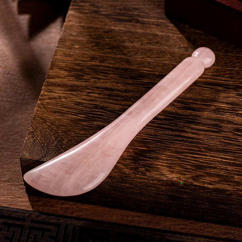 Authentic Rose Quartz Gua Sha & Facial Roller – Premium Crystal Massager, Dolphin Scraping Board, and Fascia Stick Sculpting Tools