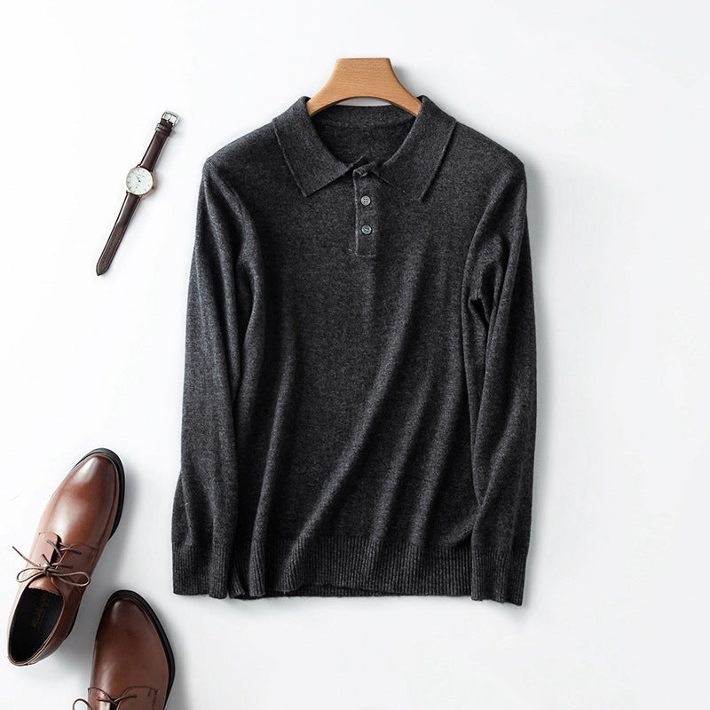 Mens Cashmere Blend Polo Sweater