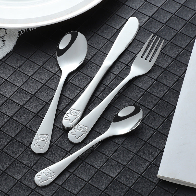 Children's Bear Pattern Stainless Steel Cutlery Set