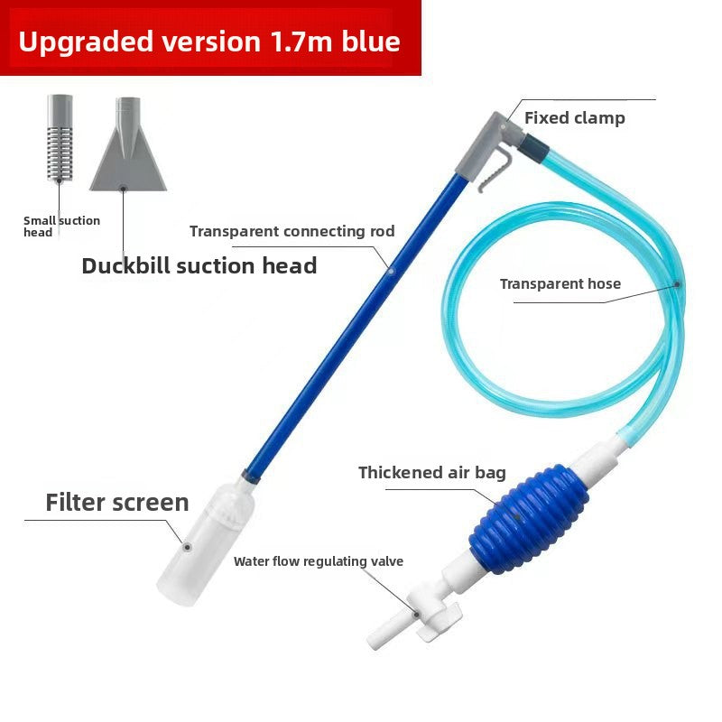 Multi-Function Aquarium Siphon Water Changer & Gravel Cleaner - Manual Fish Tank Sand Washer Vacuum Kit with Duckbill Attachment (1.5m - 3m)