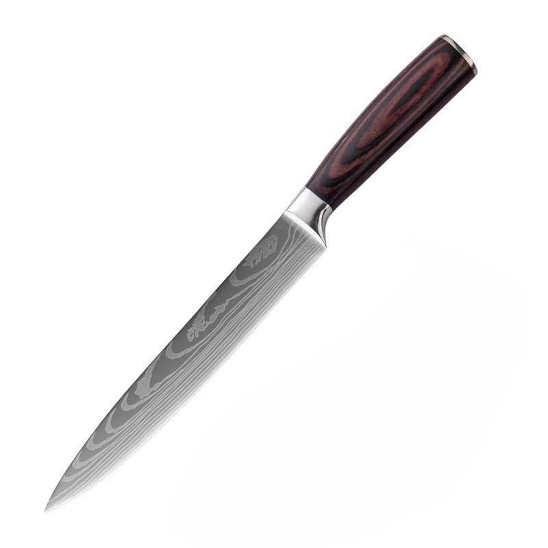 Japanese-Style Damascus Kitchen Knife Set | Professional Wood Handle Chef Knife Collection