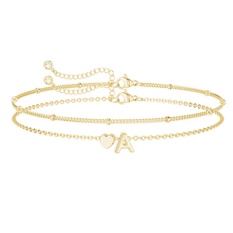Peach Heart Letter Bracelet