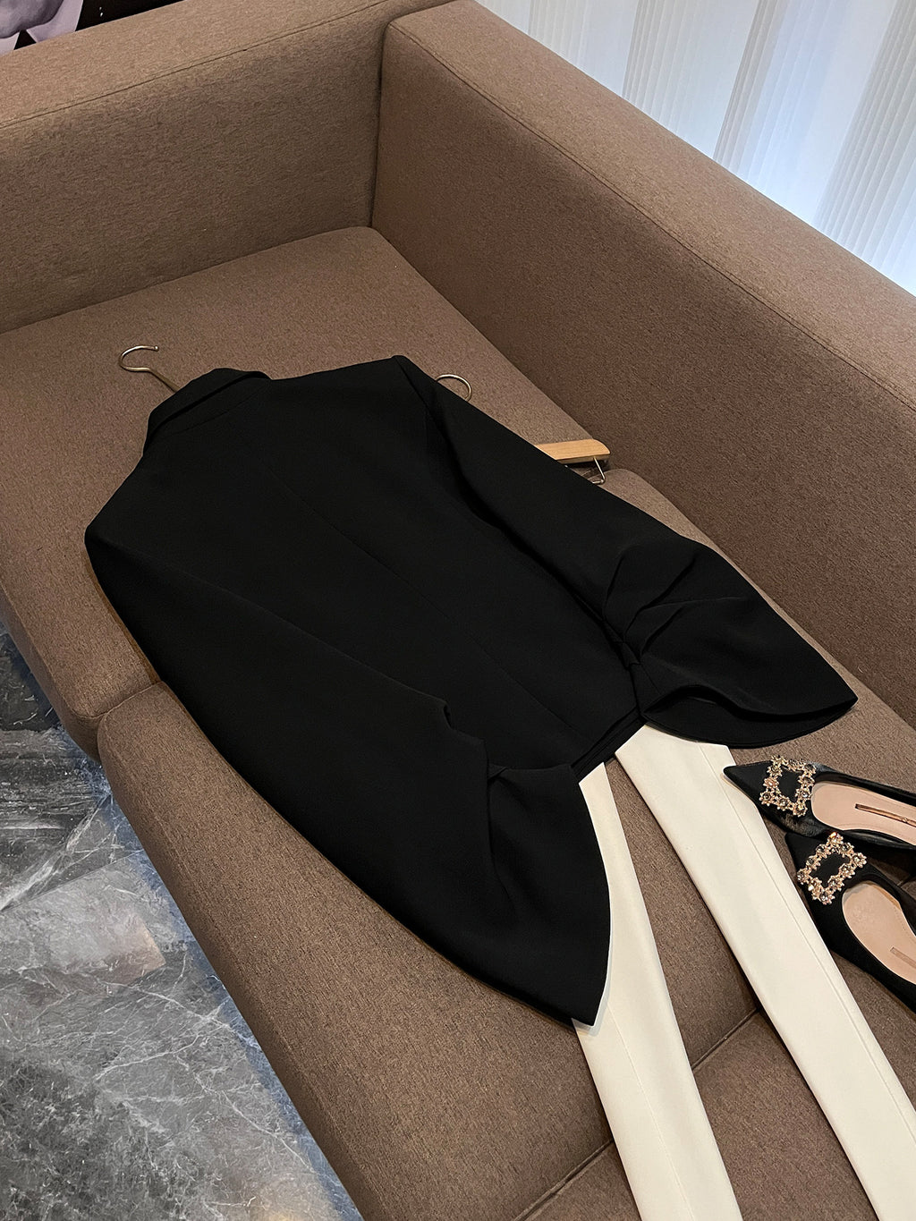 Retro Pleated Suit Jacket