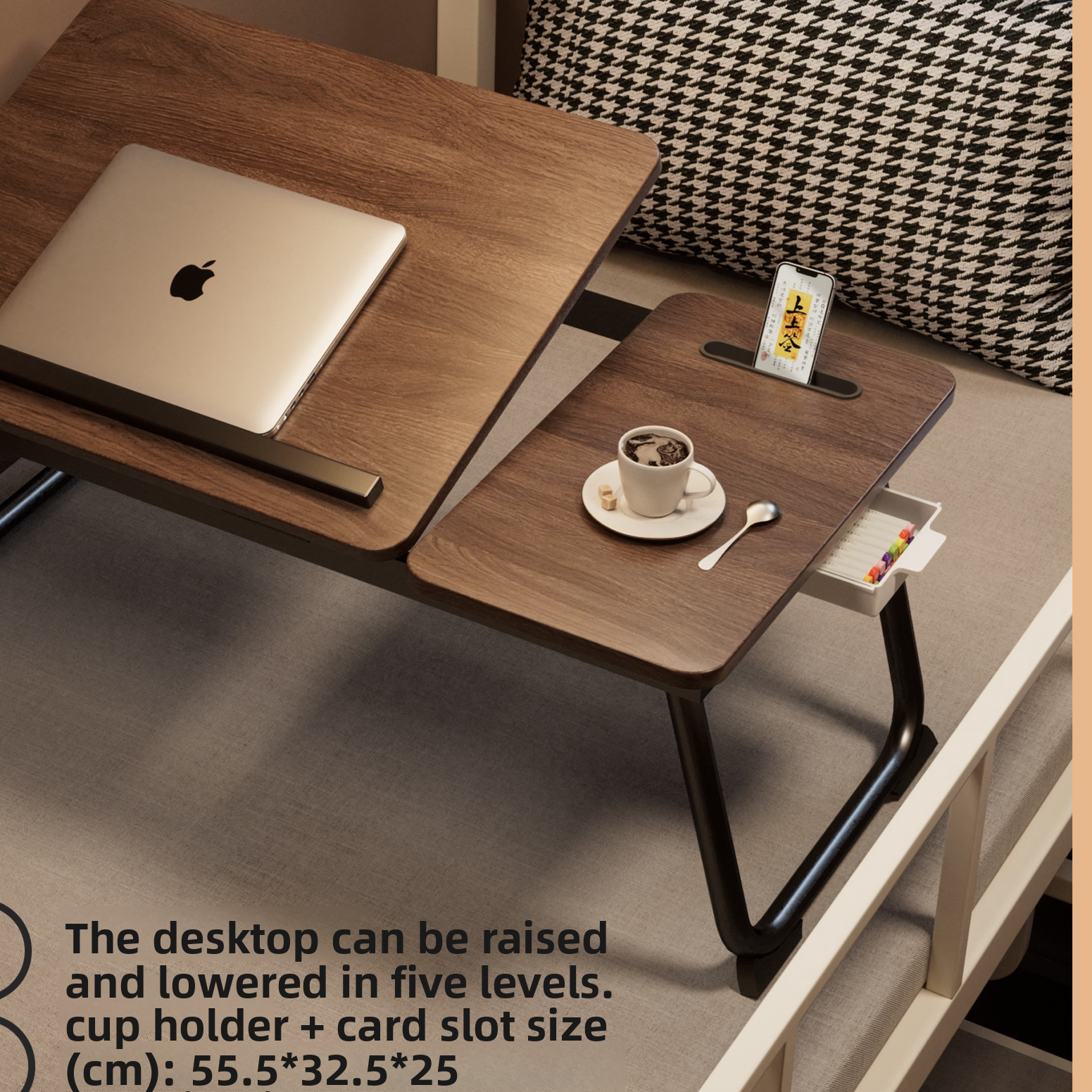 Adjustable Bed Table with Foldable Design