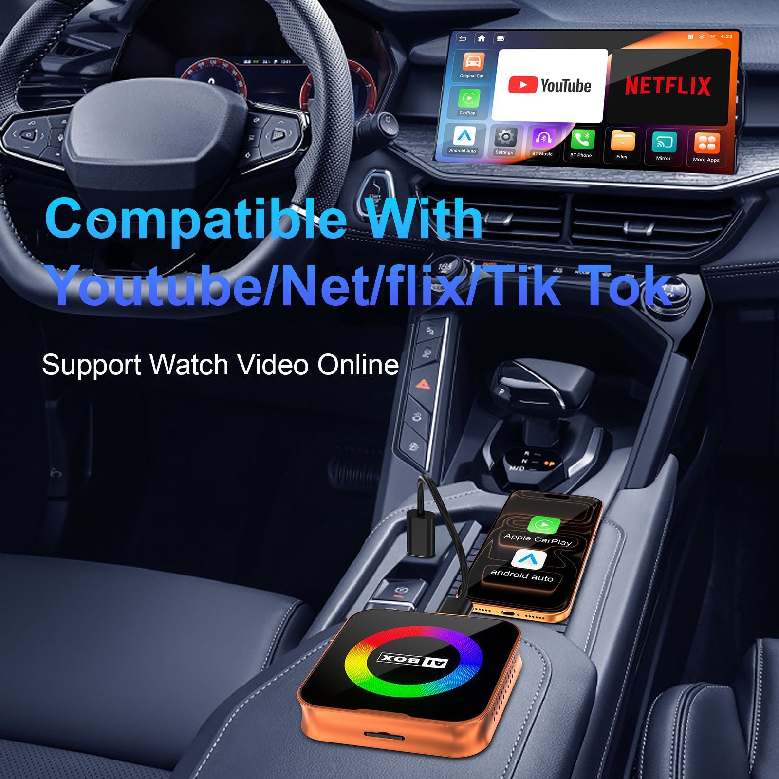 Wireless CarPlay Android Auto Adapter Box