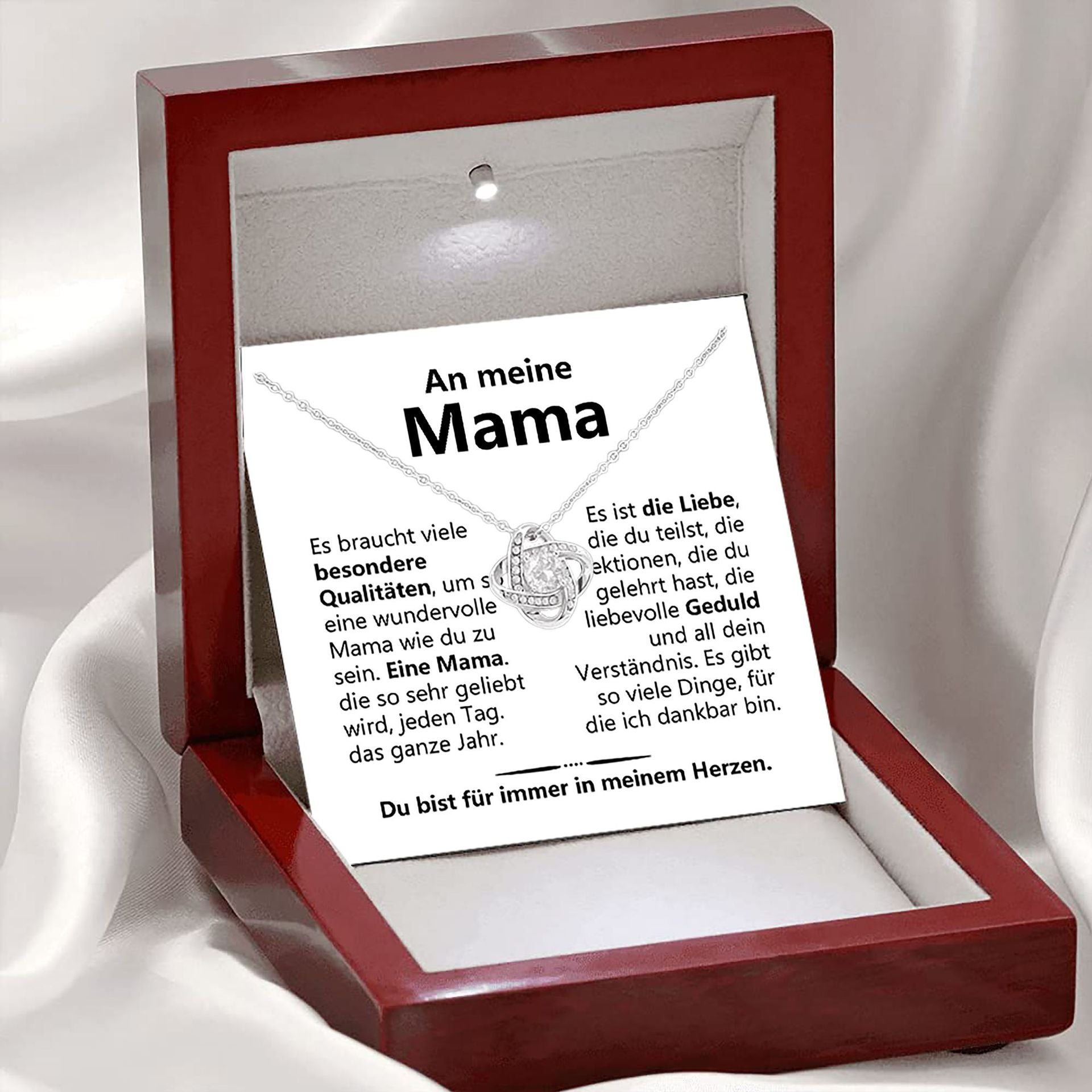 "To My Mom" Heart Pendant Necklace Gift Set | Sparkling Zirconia Titanium Steel Jewelry With Luxury Wooden Box For Mother's Day & Birthday