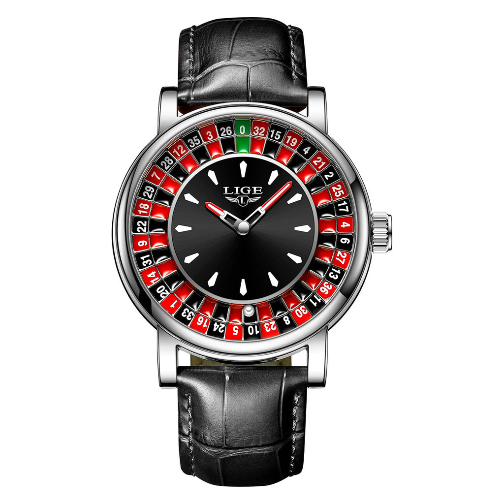 Mens Roulette Luminous Waterproof Quartz Watch