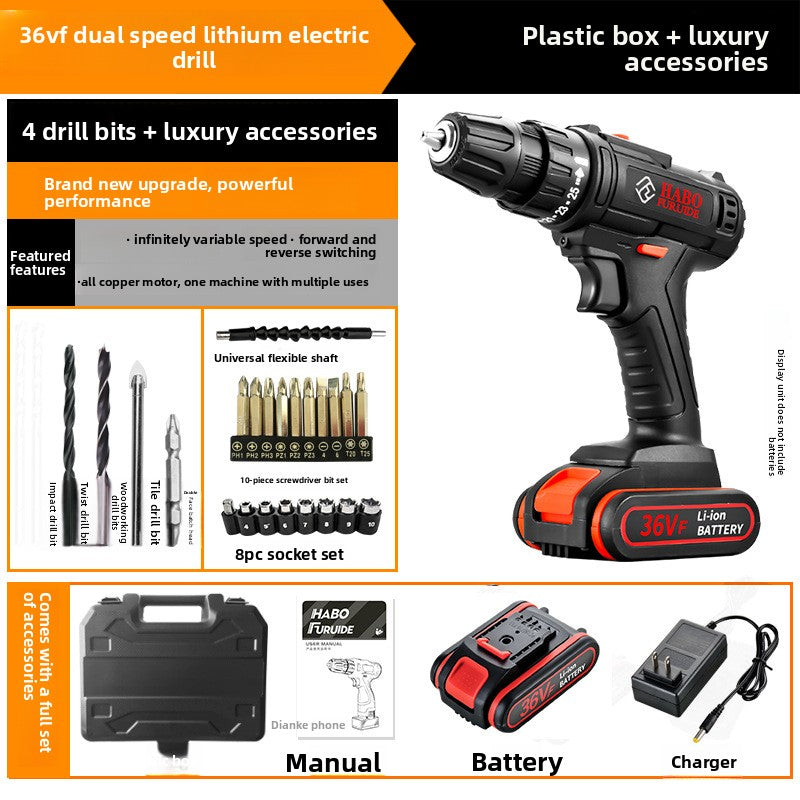 24V/36V Cordless Power Drill Set - Rechargeable Lithium-Ion Electric Driver Combo Kit, 35 to 112-Piece Complete Hardware Tool Kit with Storage Case