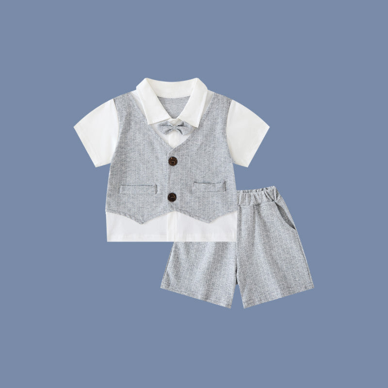 Boys Preppy Style Short Sleeve Suit