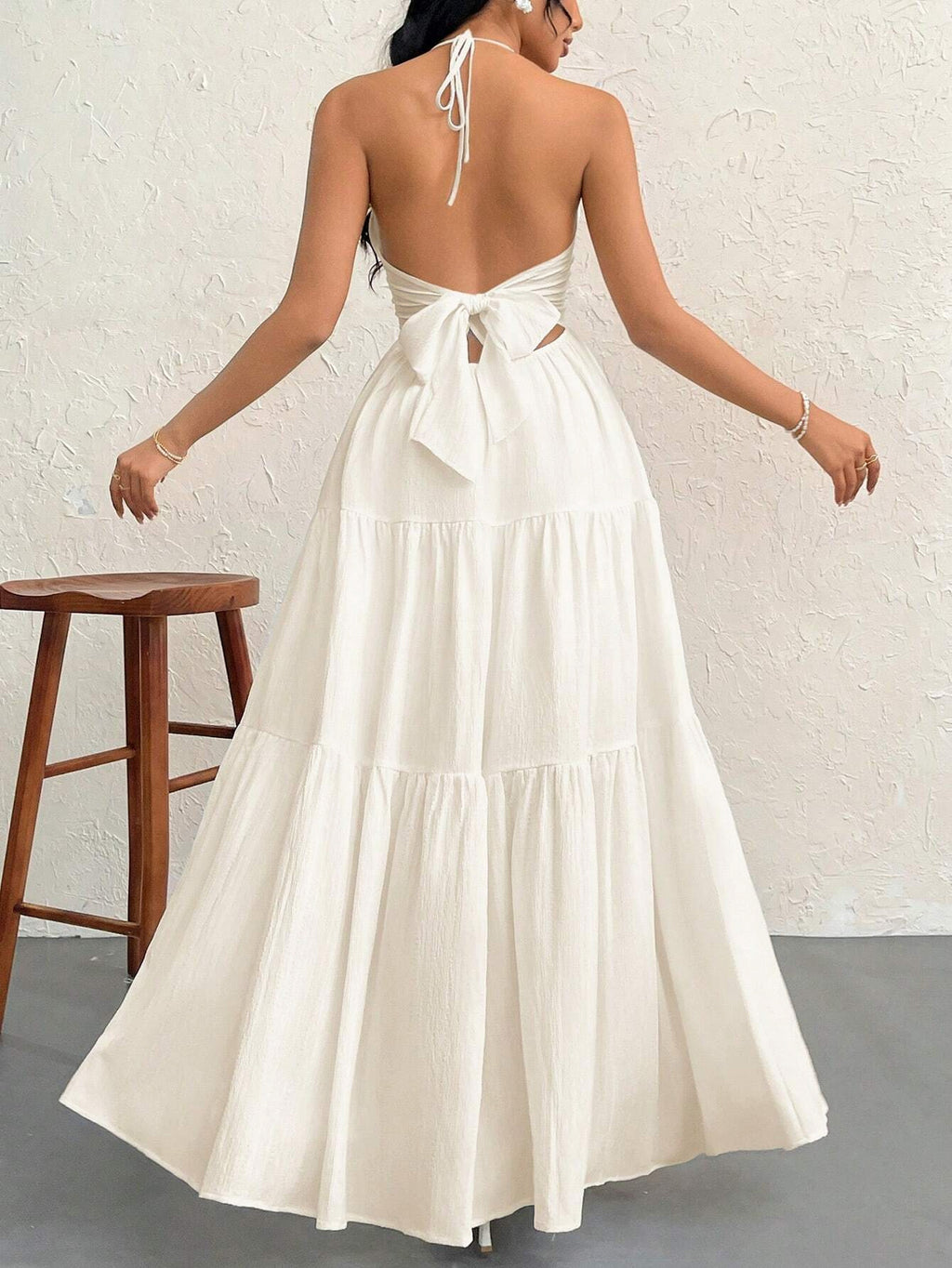 Women's Elegant Backless V-Neck Dress