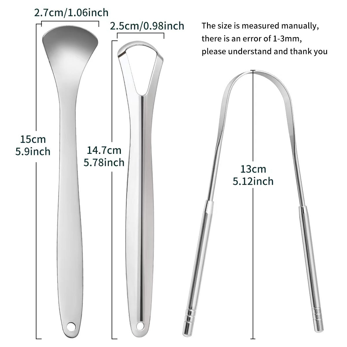 Medical-Grade Stainless Steel Tongue Scraper Set - Professional Metal Oral Hygiene Cleaner for Fresh Breath and Halitosis Treatment (U-Shaped & Loop)