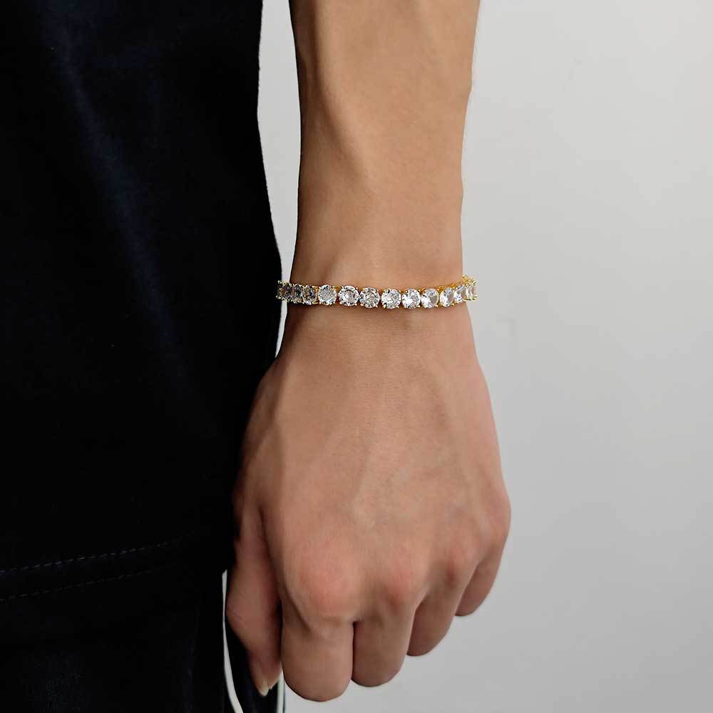 Unisex Classic Zircon Tennis Bracelet - Gold & Platinum Plated Ice Chain