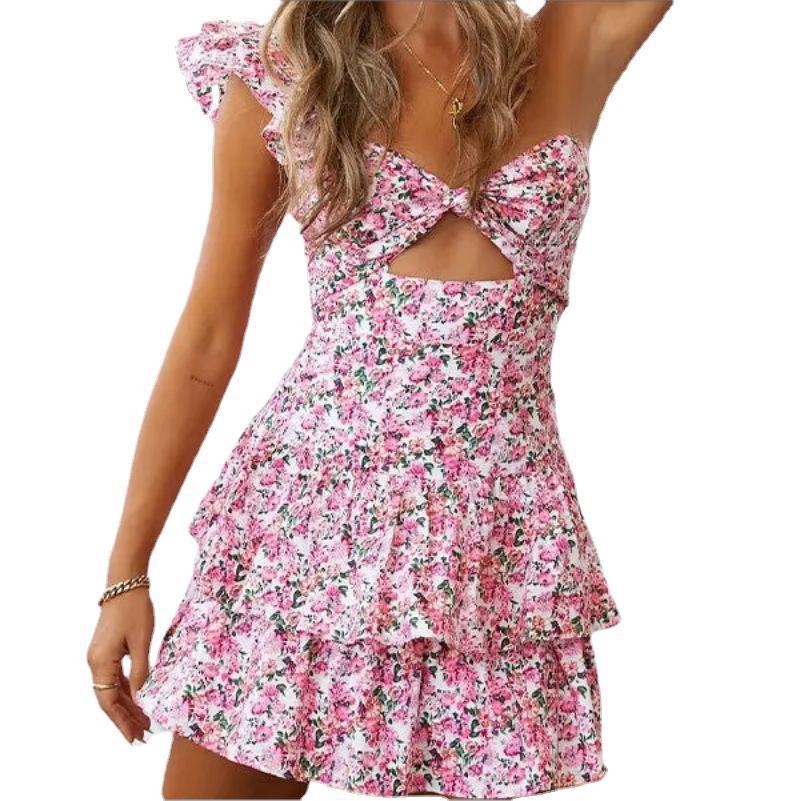 Floral Print One-Shoulder Dress