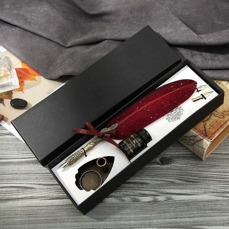 Gothic Style Feather Calligraphy Pen with Replaceable Nib