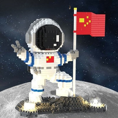 Astronaut Theme Glow Micro-Particle Building Blocks