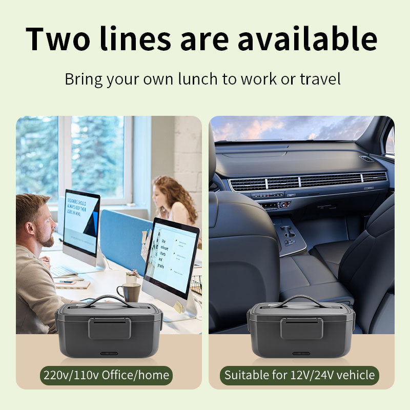 2.0L Electric Heated Lunch Box For Car and Home | High-Power Self-Heating Food Warmer with 304 Stainless steel Inner Pot
