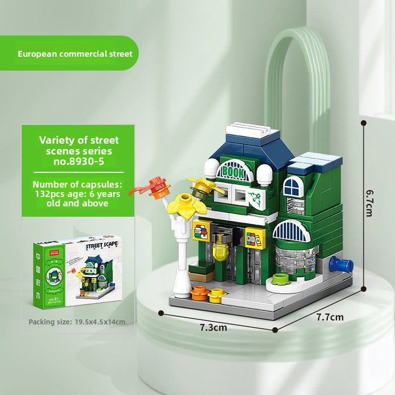 Mini Street View Building Blocks Set-Micro Architecture City Creator Bricks Toy, DIY Educational Village Model Kits for Kinds & Adults (Cafes, Shops & Castles)