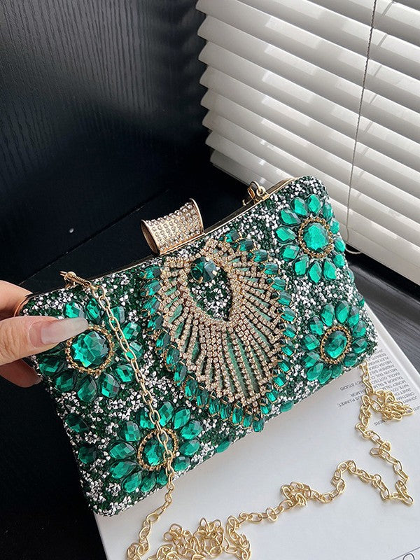 Luxury Rhinestone Evening Clutch Bag | Full Diamond Embellished Wedding & Gala Purse
