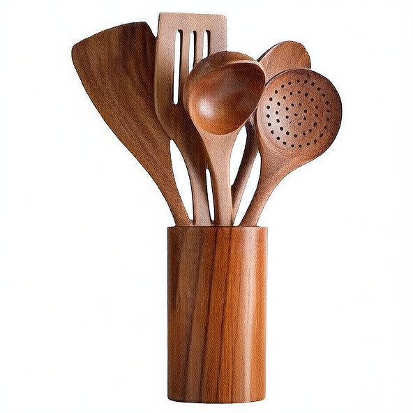 Acacia Wood 9-Piece Kitchen Utensil Set