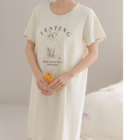 Women Cotton Sleep Nightgown Home Dress
