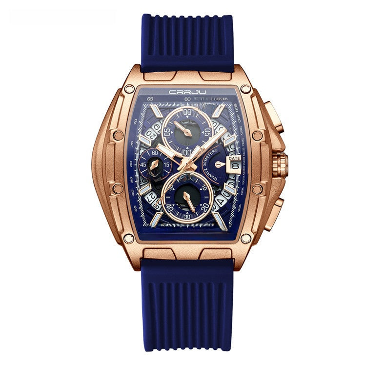 Men's Luxury Tonneau Sport Watch | Japanese Quartz Skeletonized Dial