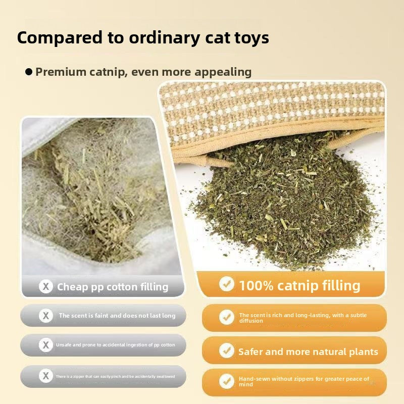 Sisal Catnip Cat Scratching Mat pillow | Bite-Resistant Fish Toy for Teeth Cleaning