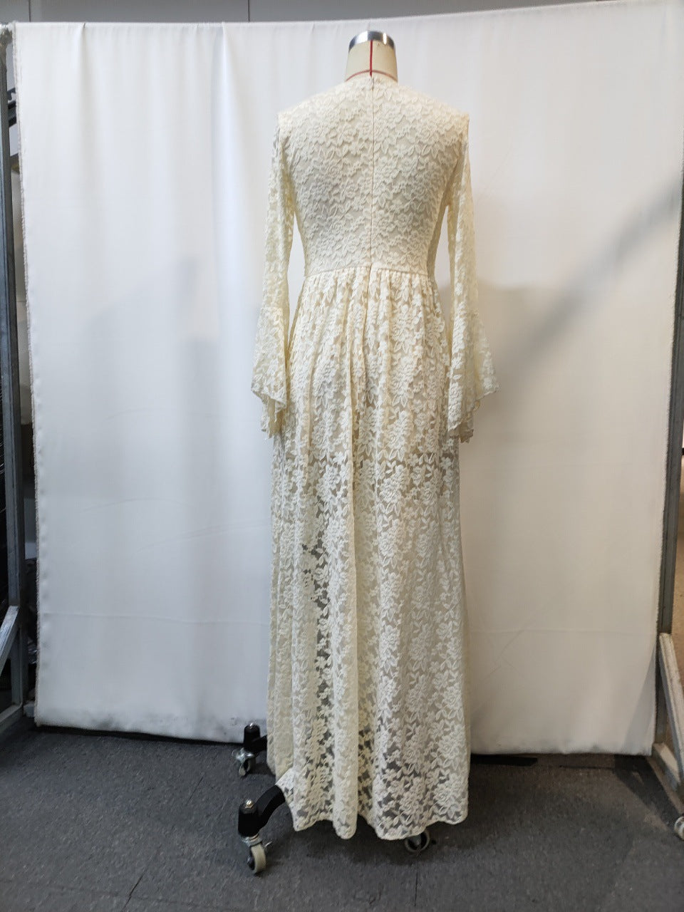 Womens Lace Splicing V-Neck Dress