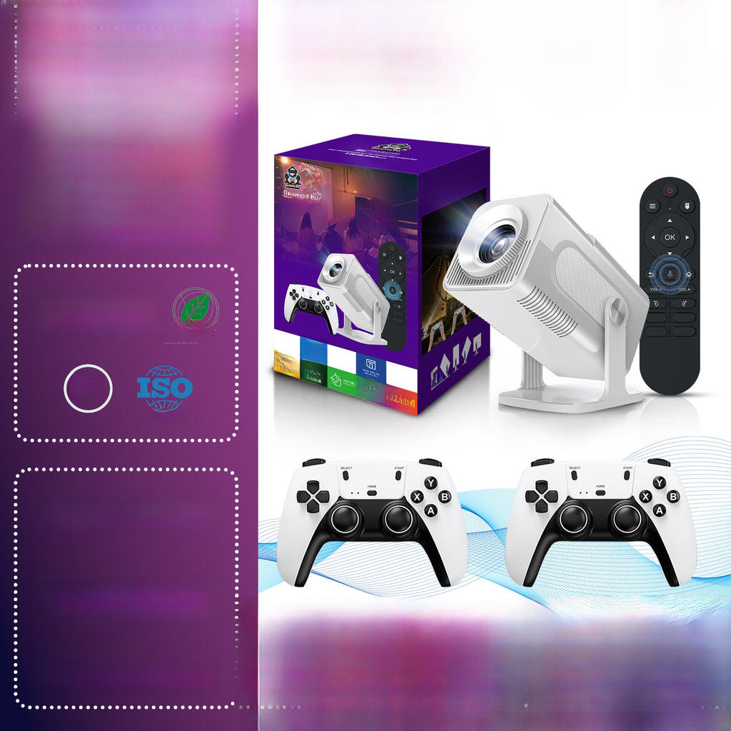 2-in-1 Smart 1080 Gaming Projector | Portable Home Theater with 2 Wireless Controllers